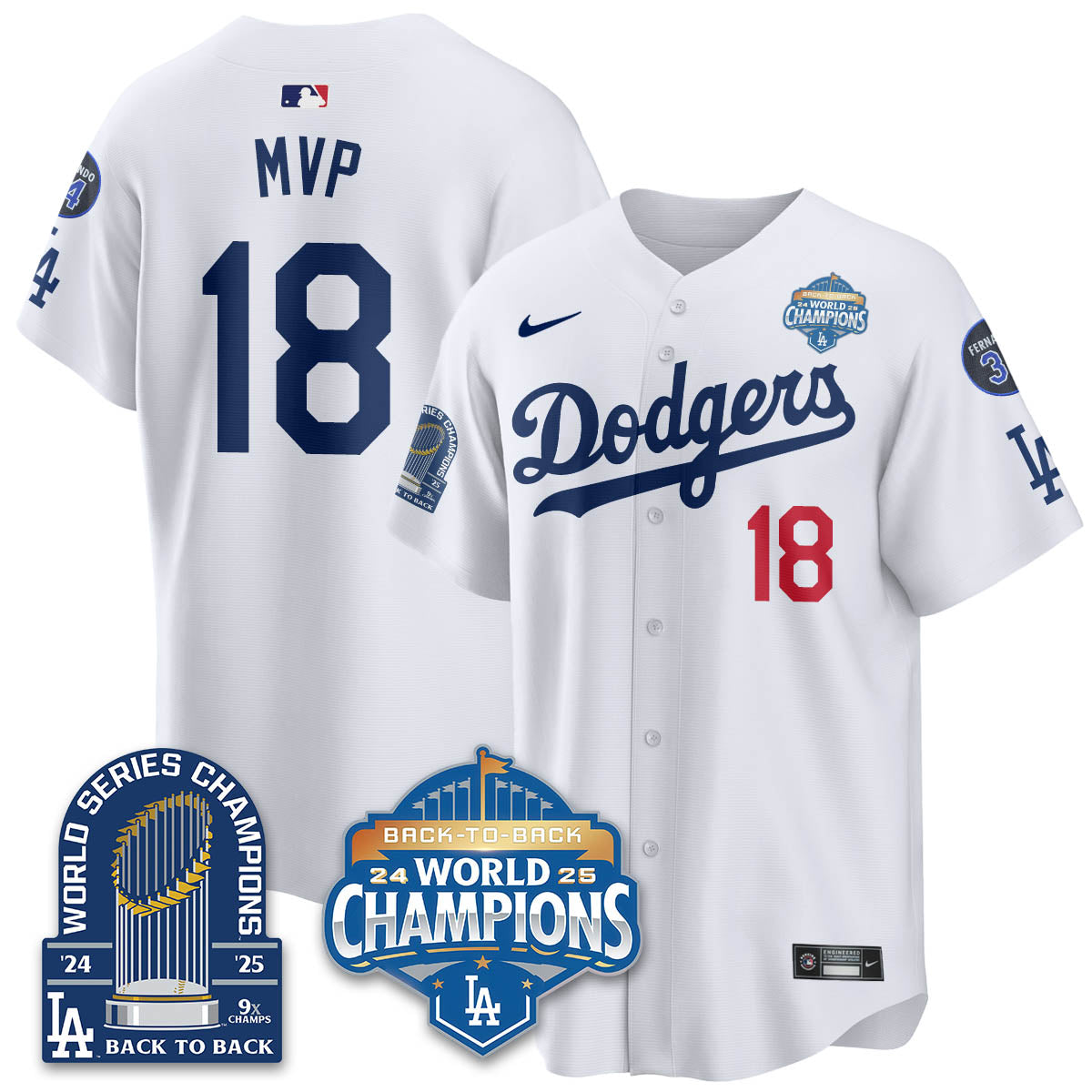 LAD 2025 World Series Champions Jersey - 9x Champs - Stitched