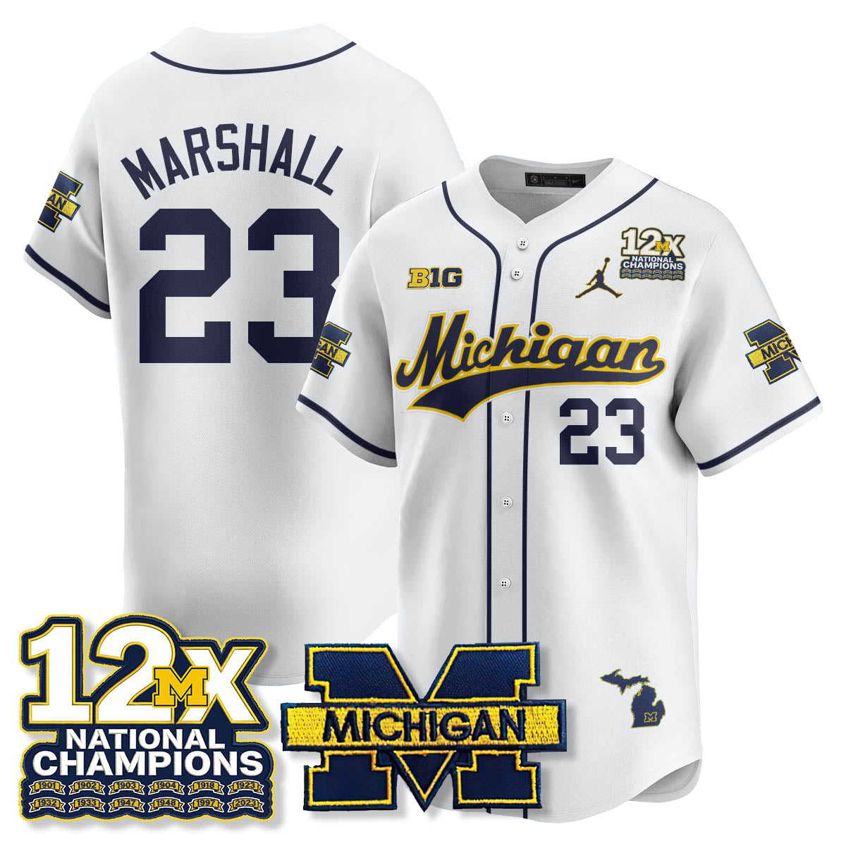 MICH 12x-Time National Champions Baseball Limited Jersey - Stitched