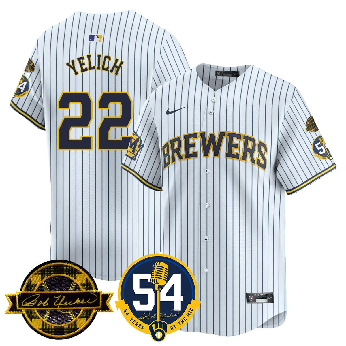 MB Jersey - Bob Uecker, 54 Seasons for Brewers Jersey - Stitched