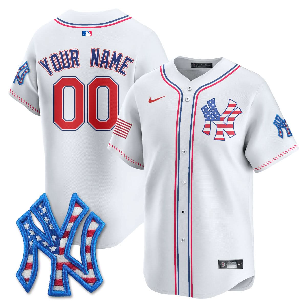 NYY 2025 Fourth of July Custom Jersey - Stitched