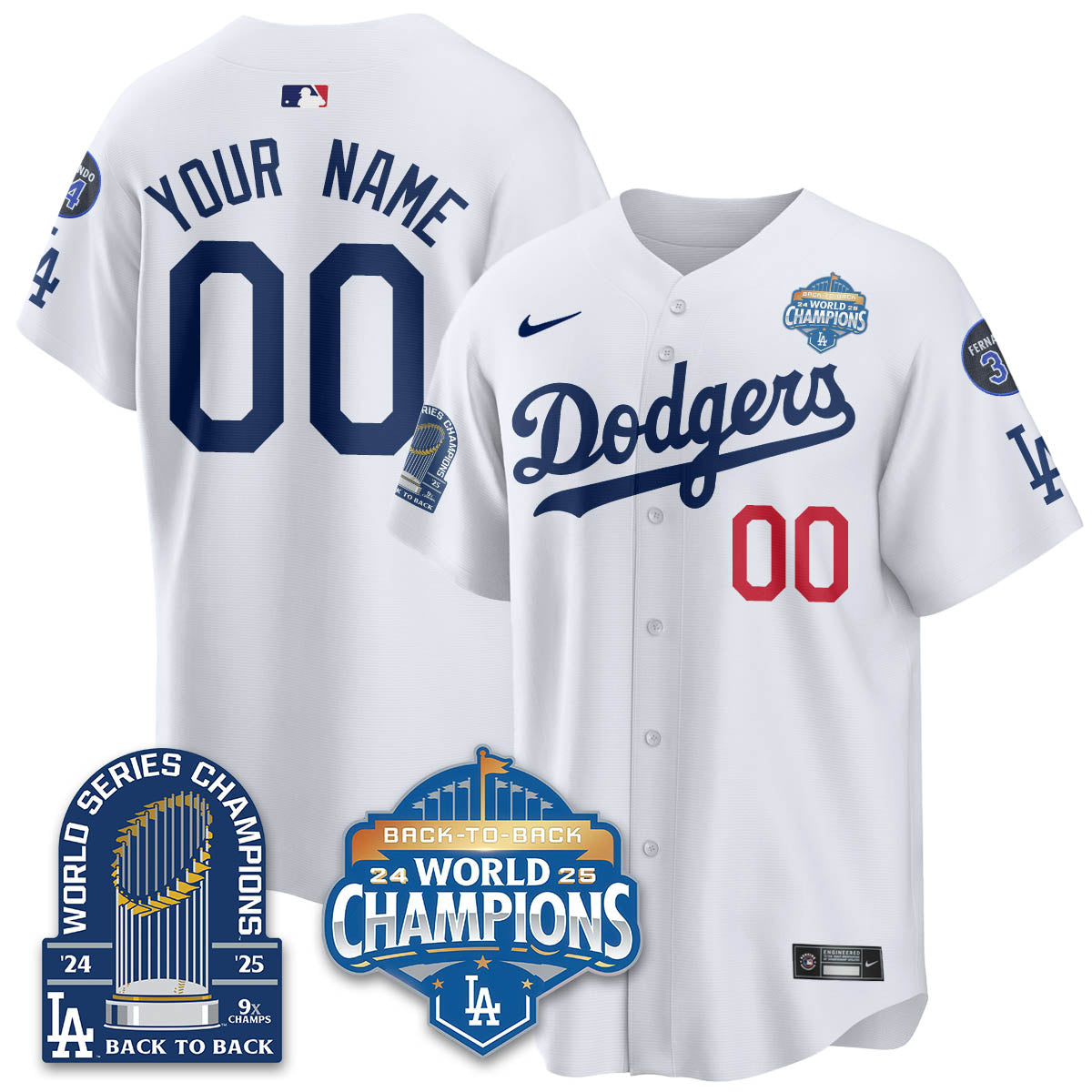 LAD 2025 World Series Champions Jersey - 9x Champs - Stitched