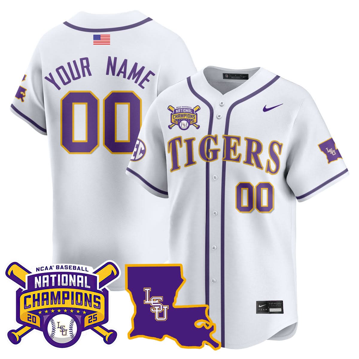 LSU 2025 World Series Champions Limited Custom Jersey - Stitched