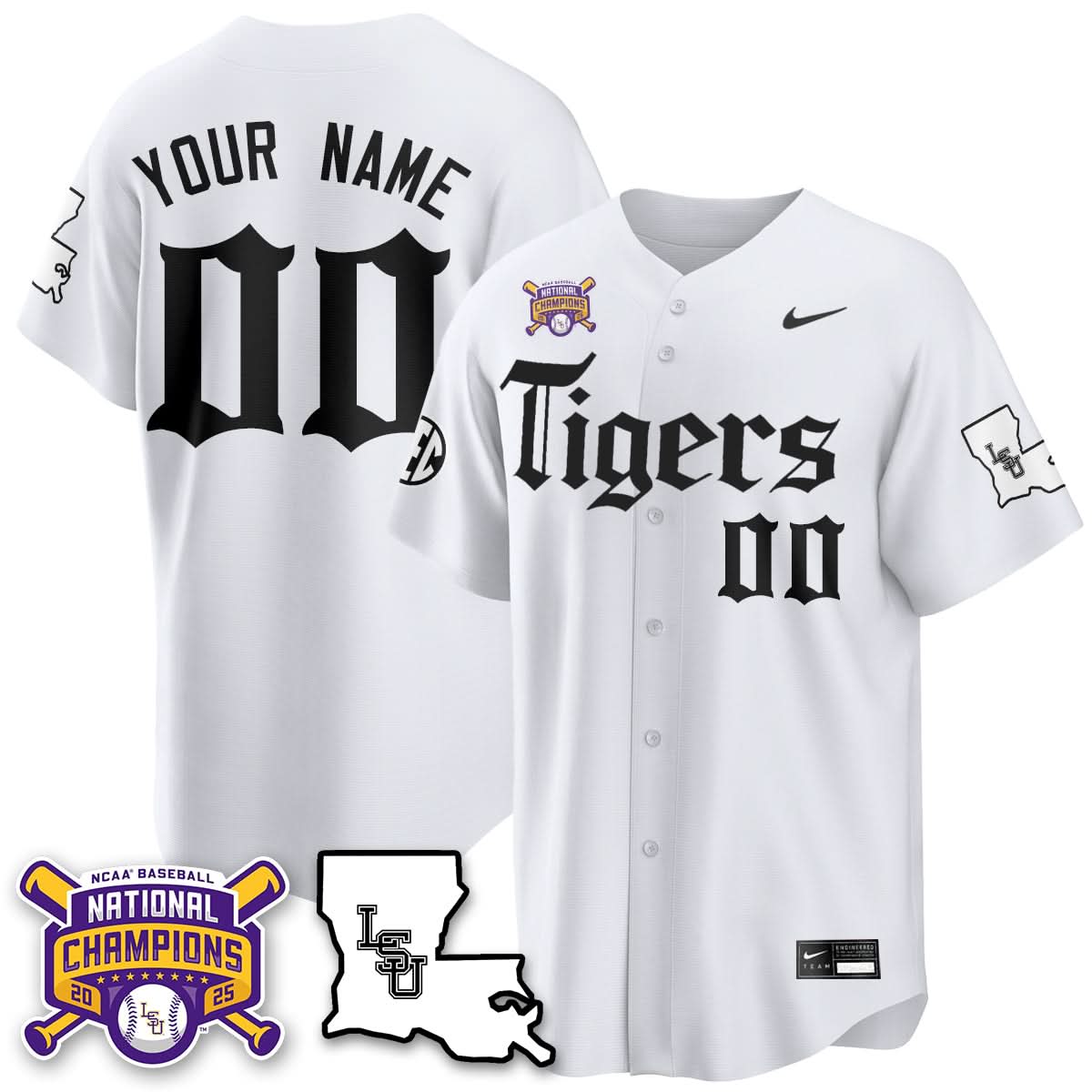 LSU 2025 World Series Champions 'Gothic Geaux Edition' Custom Jersey - Stitched