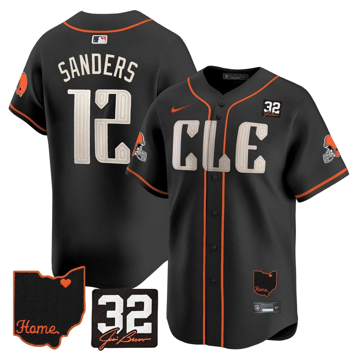CLE #32 Jim Brown Memorial & Home Patch Vapor Premier Limited Jersey - Stitched
