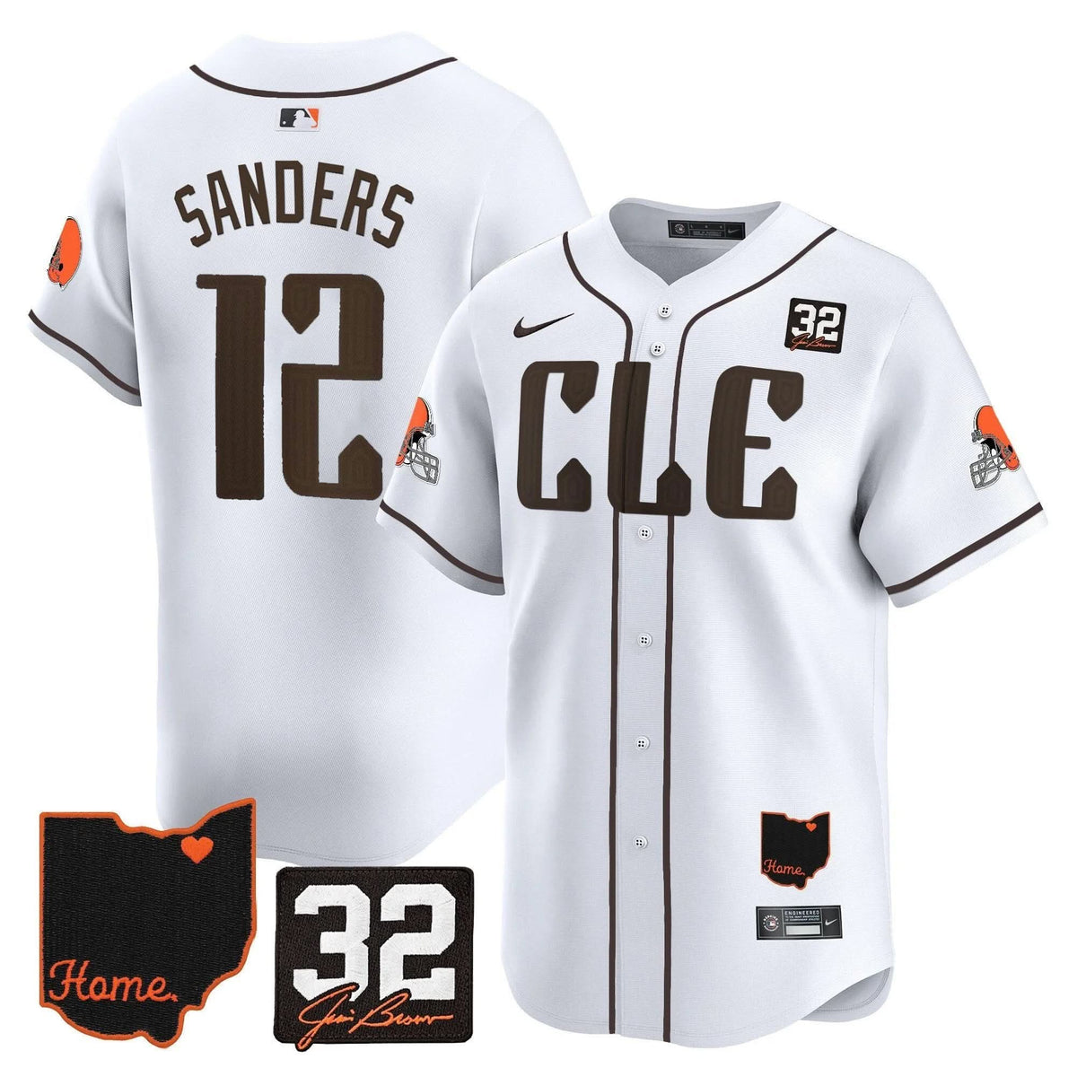 CLE #32 Jim Brown Memorial & Home Patch Vapor Premier Limited Jersey - Stitched