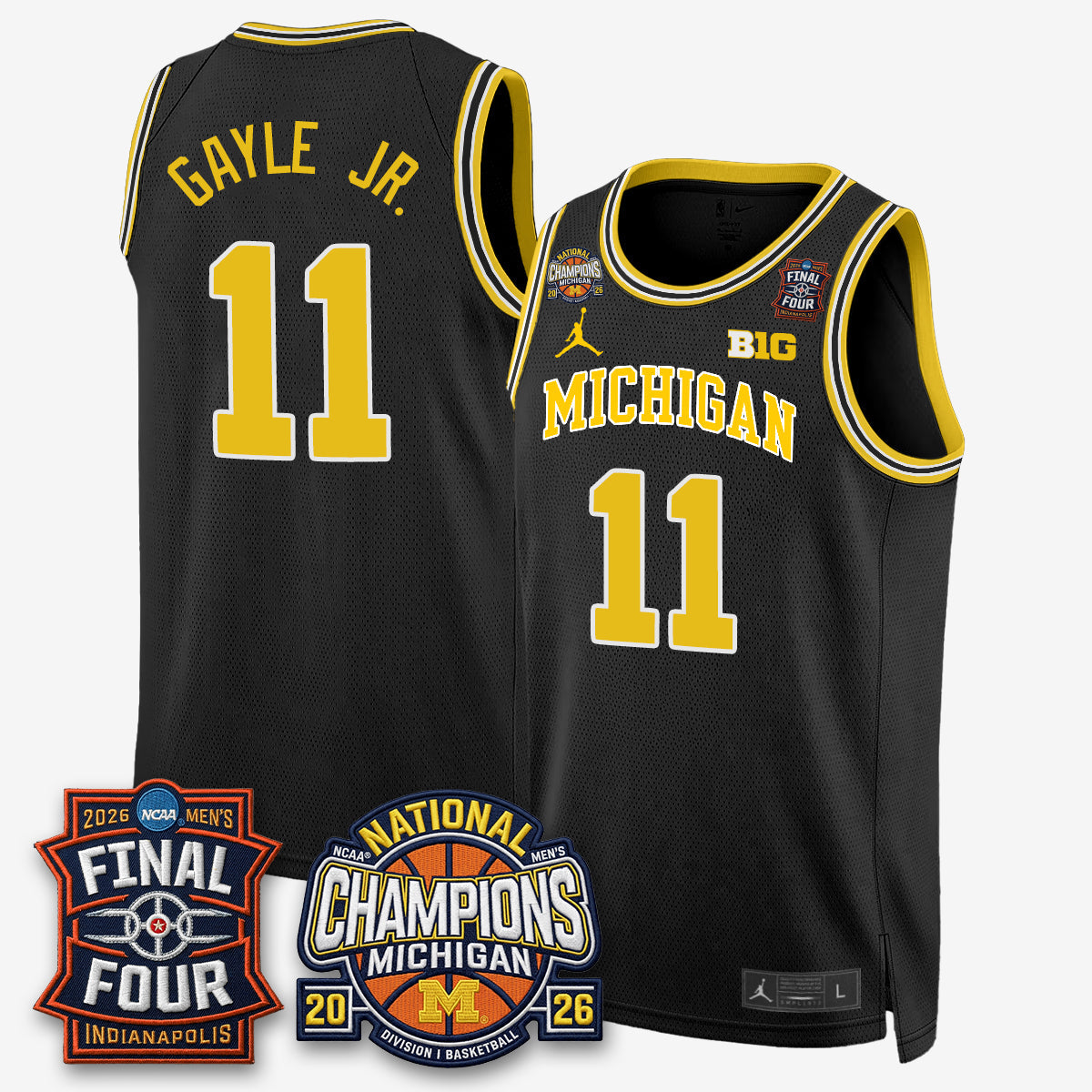 MICH Men's Basketball National Champions Big Text Limited Vapor Jersey - Stitched