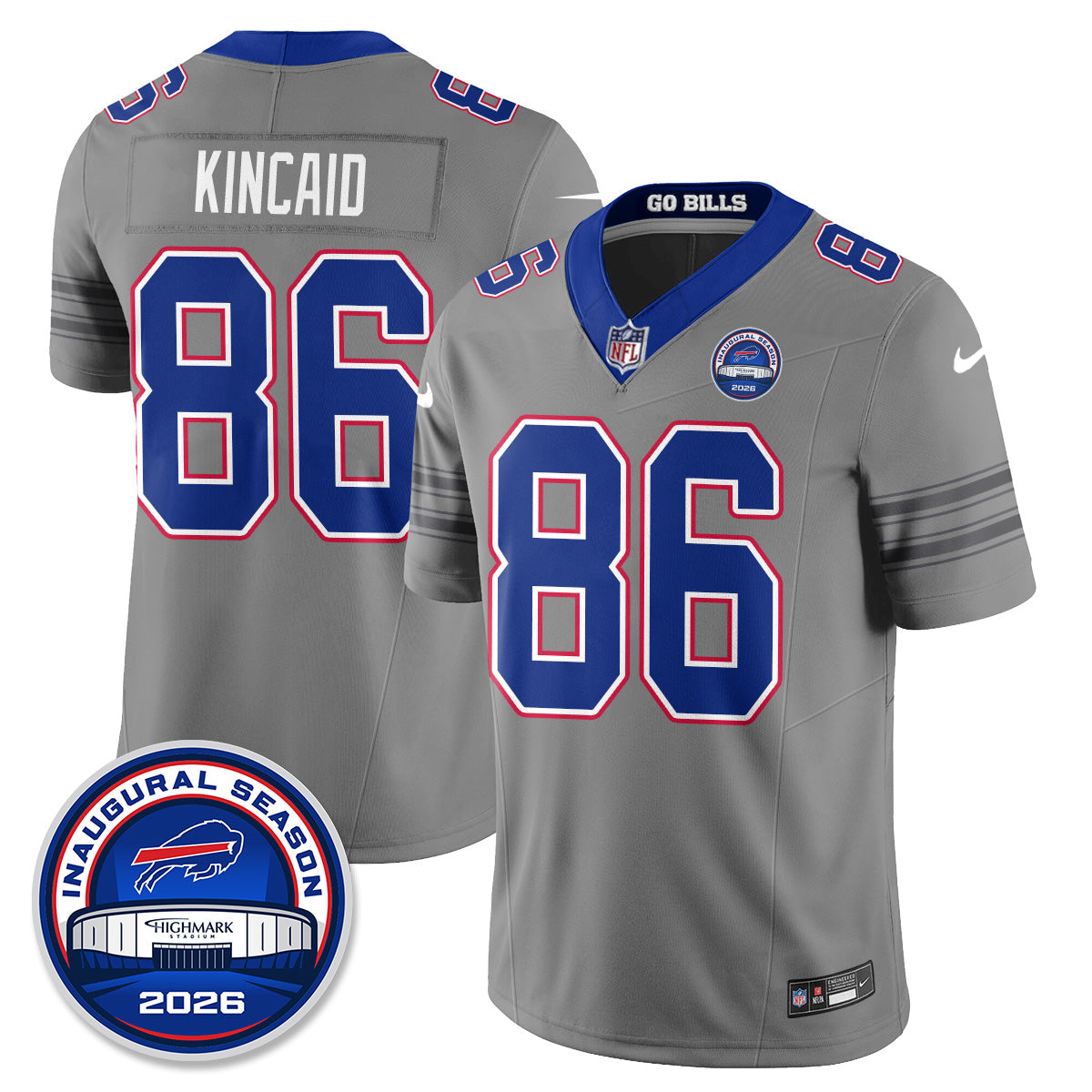 BUF Gray Nickel City Vapor Jersey - Stitched