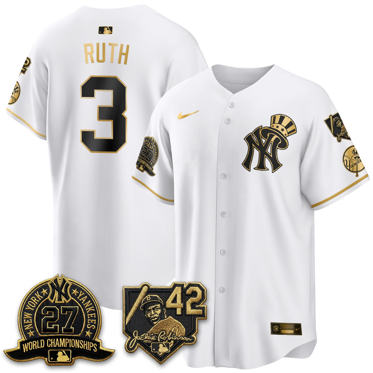 NYY 2026 Jackie Robinson Day Vapor Limited Gold Edition Jersey - Stitched - V2