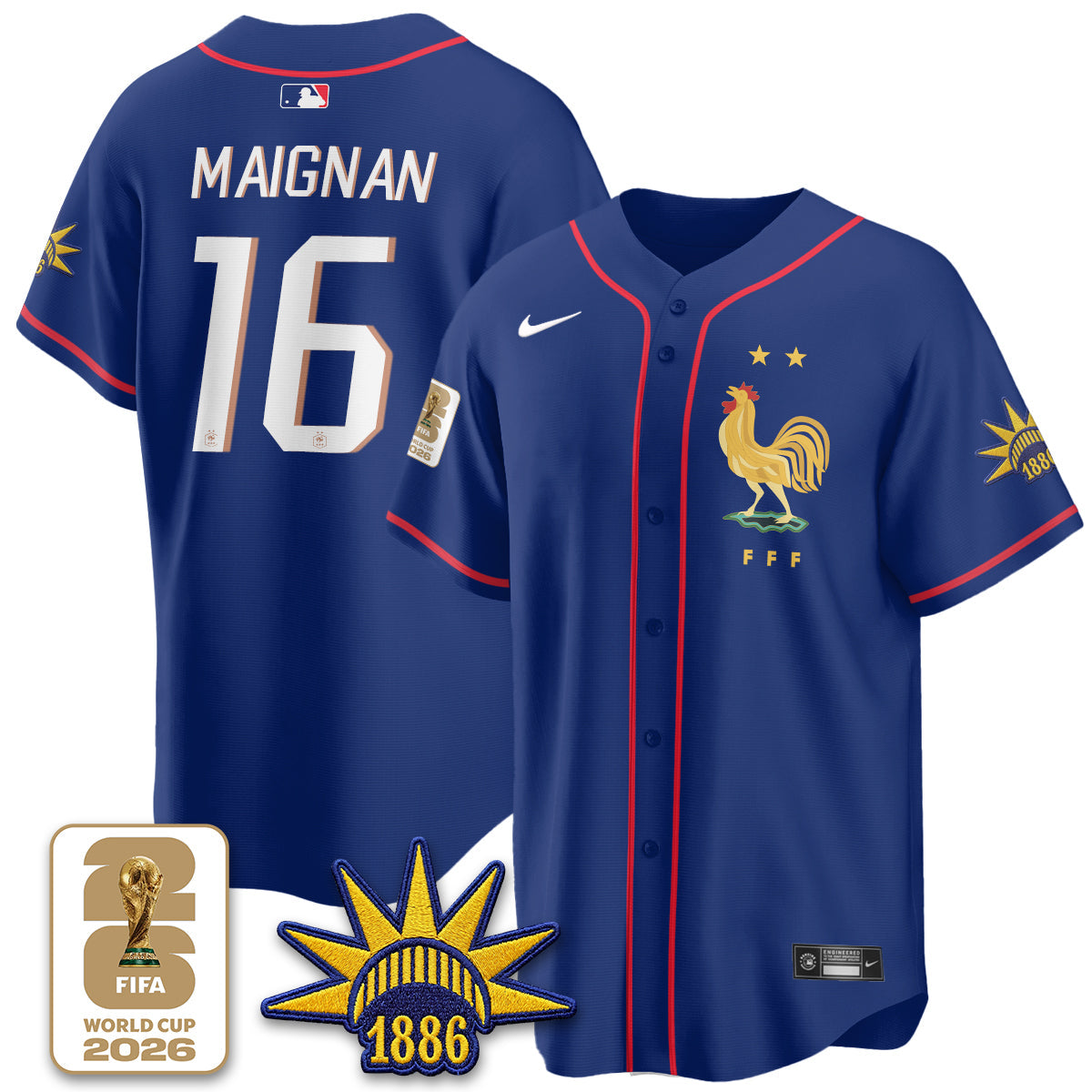 France Soccer National Team x Baseball Vapor Limited Jersey - Stitched