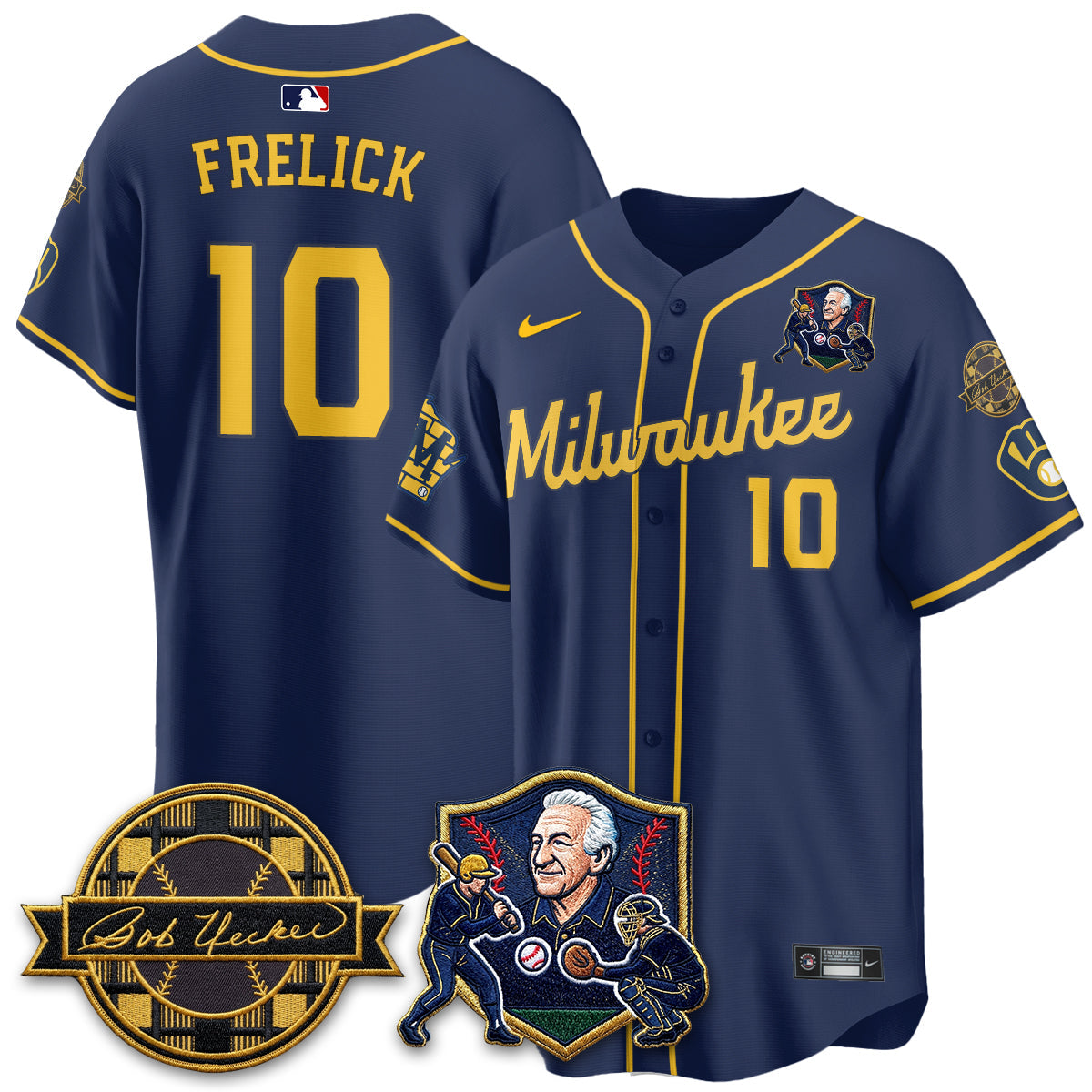 MIL Bob Uecker - 54 Seasons for Brewers' Vapor Limited Gold Jersey - Stitched