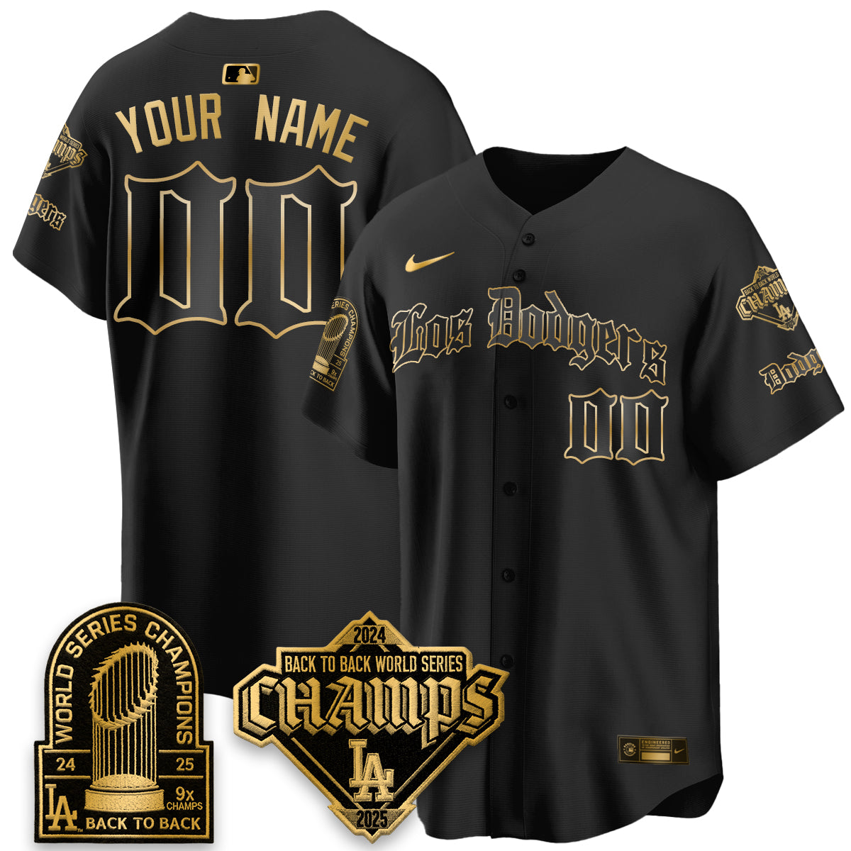LAD World Series Champions B2B Patch Vapor Premier Limited Gothic Edition Custom  Jersey - Stitched