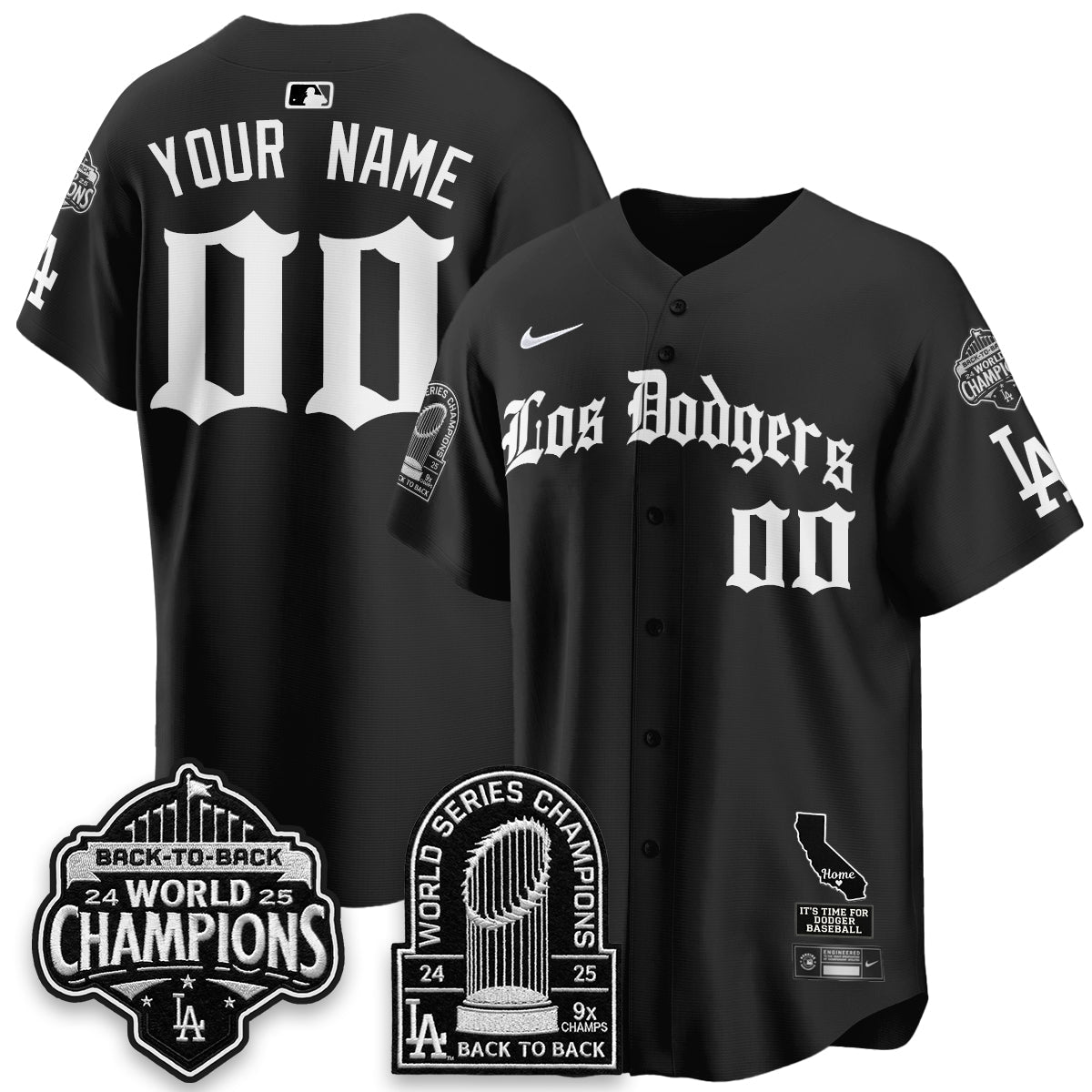 LAD World Series Champions Vapor Premier Limited Gothic Edition Custom Jersey - Stitched