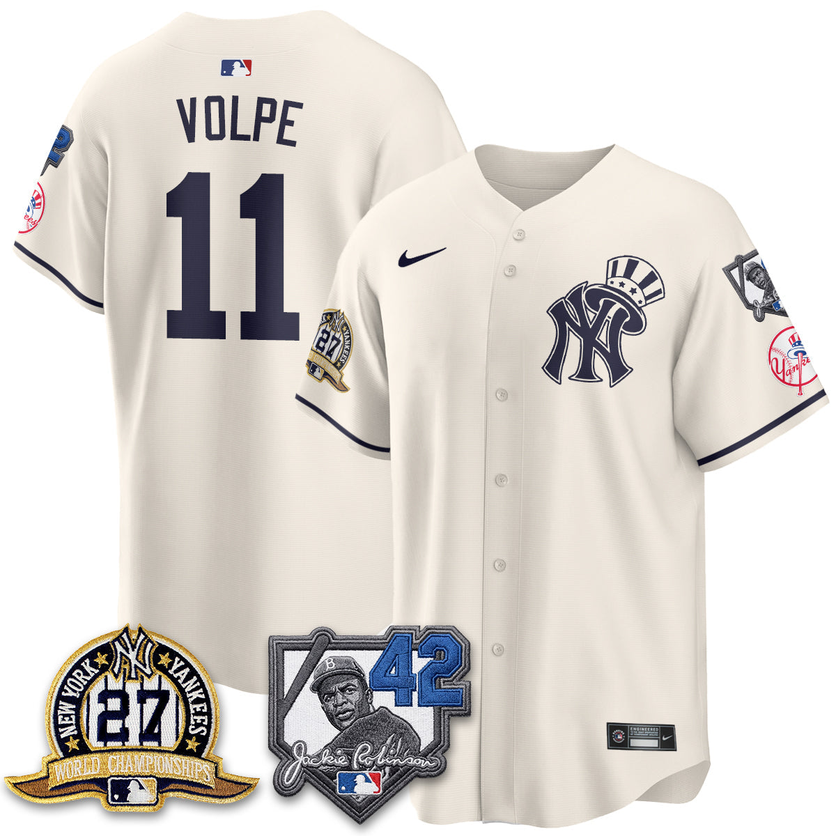 NYY 2026 Jackie Robinson Day Vapor Limited Gold Edition Jersey - Stitched - V2