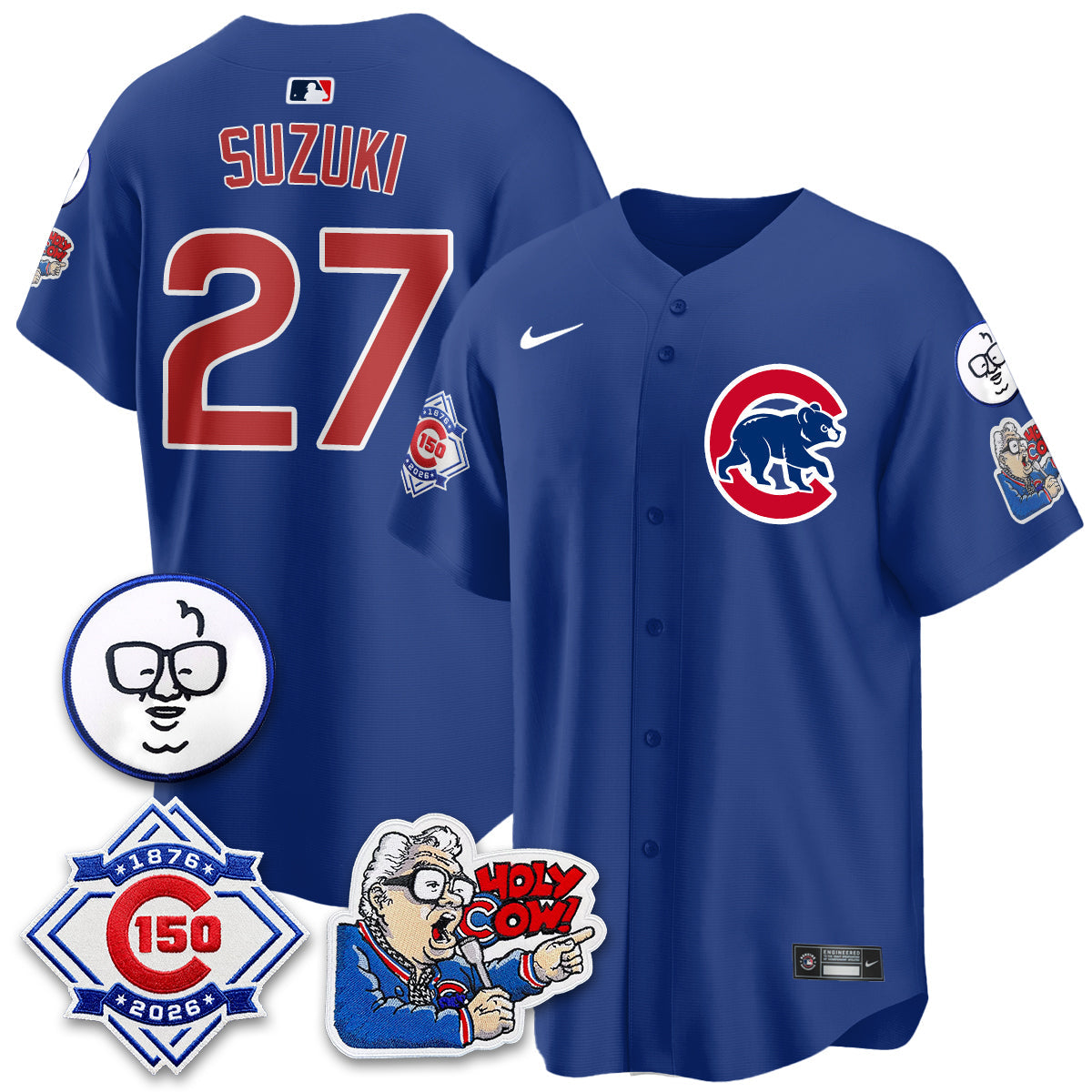 CHC 150th Anniversary Harry Caray Holy Cow Vapor Premier Limited Jersey - Stitched V2