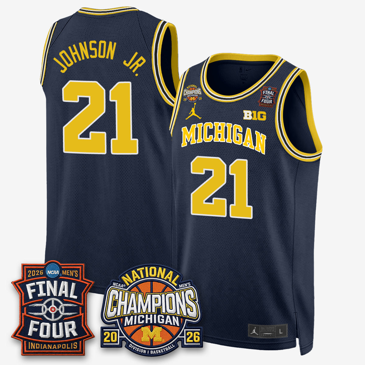 MICH Men's Basketball National Champions Big Text Limited Vapor Jersey - Stitched