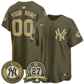 NYY New Era Olive 2026 Armed Forces Day Custom Jersey -Stitched