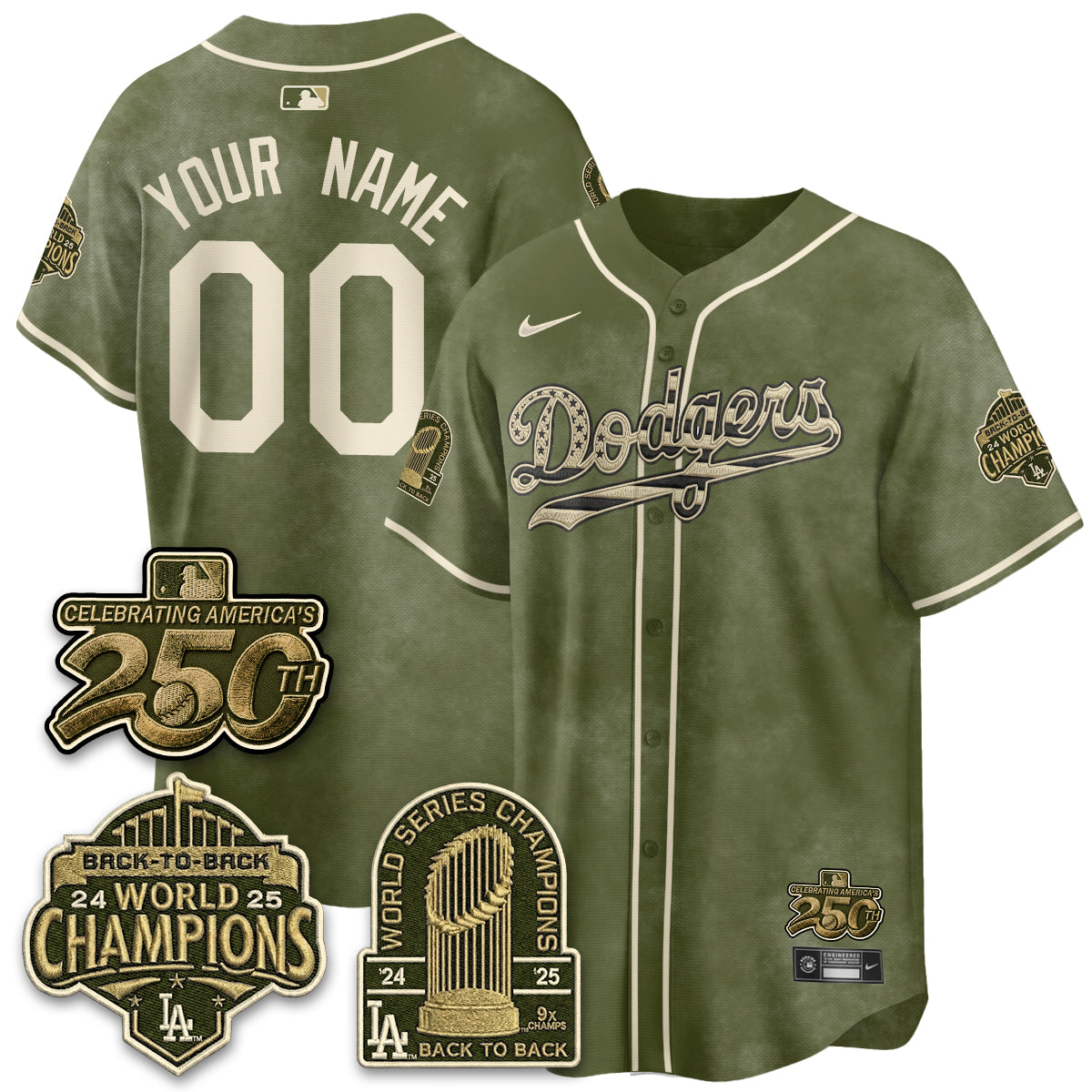 LAD New Era Olive 2026 Armed Forces Day Custom Jersey -Stitched V2