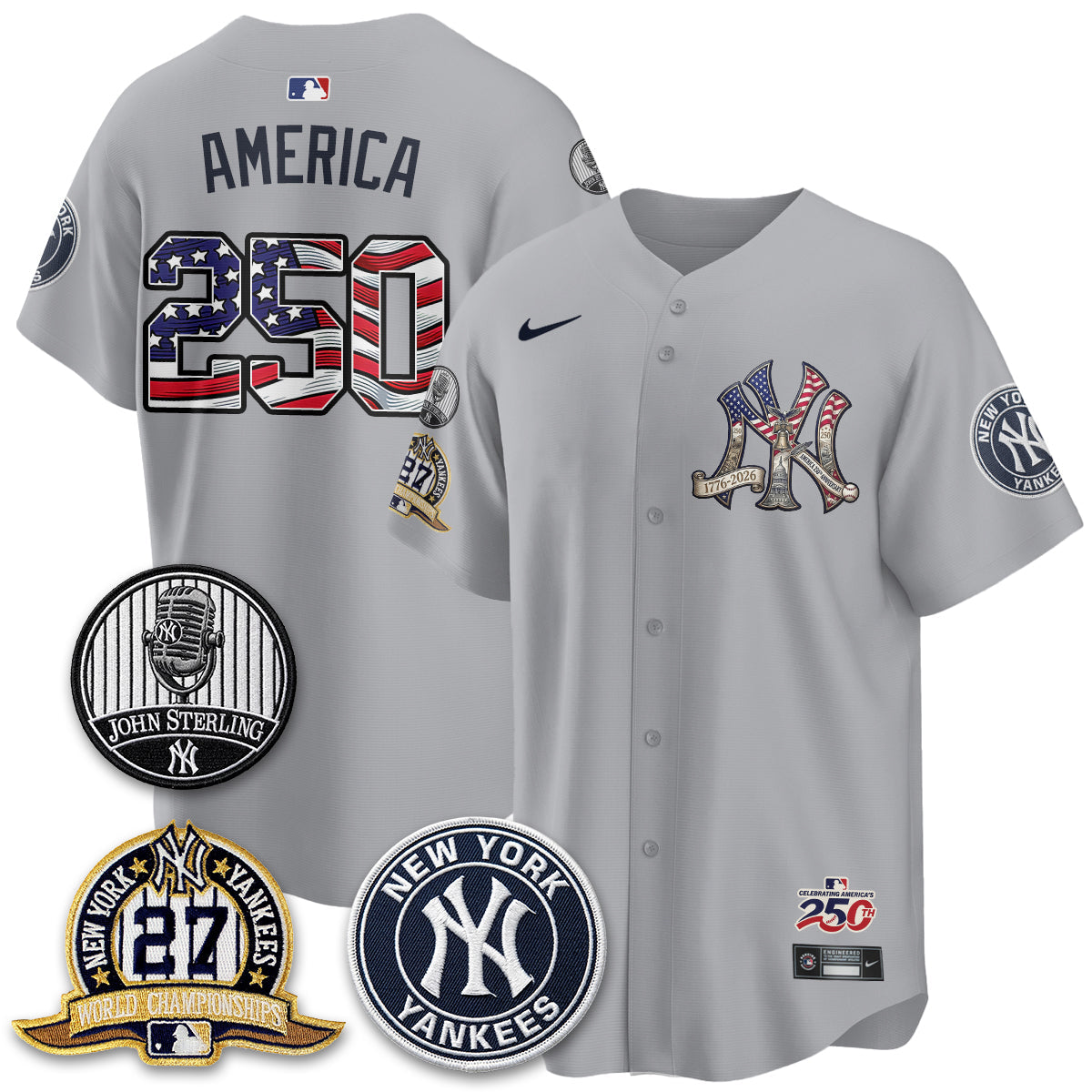 NYY Independence Day USA Vapor Limited Jersey - Stitched