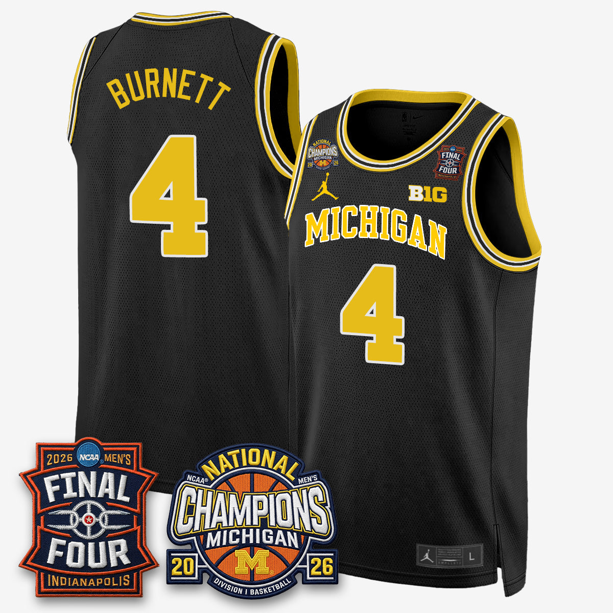 MICH Men's Basketball National Champions Big Text Limited Vapor Jersey - Stitched