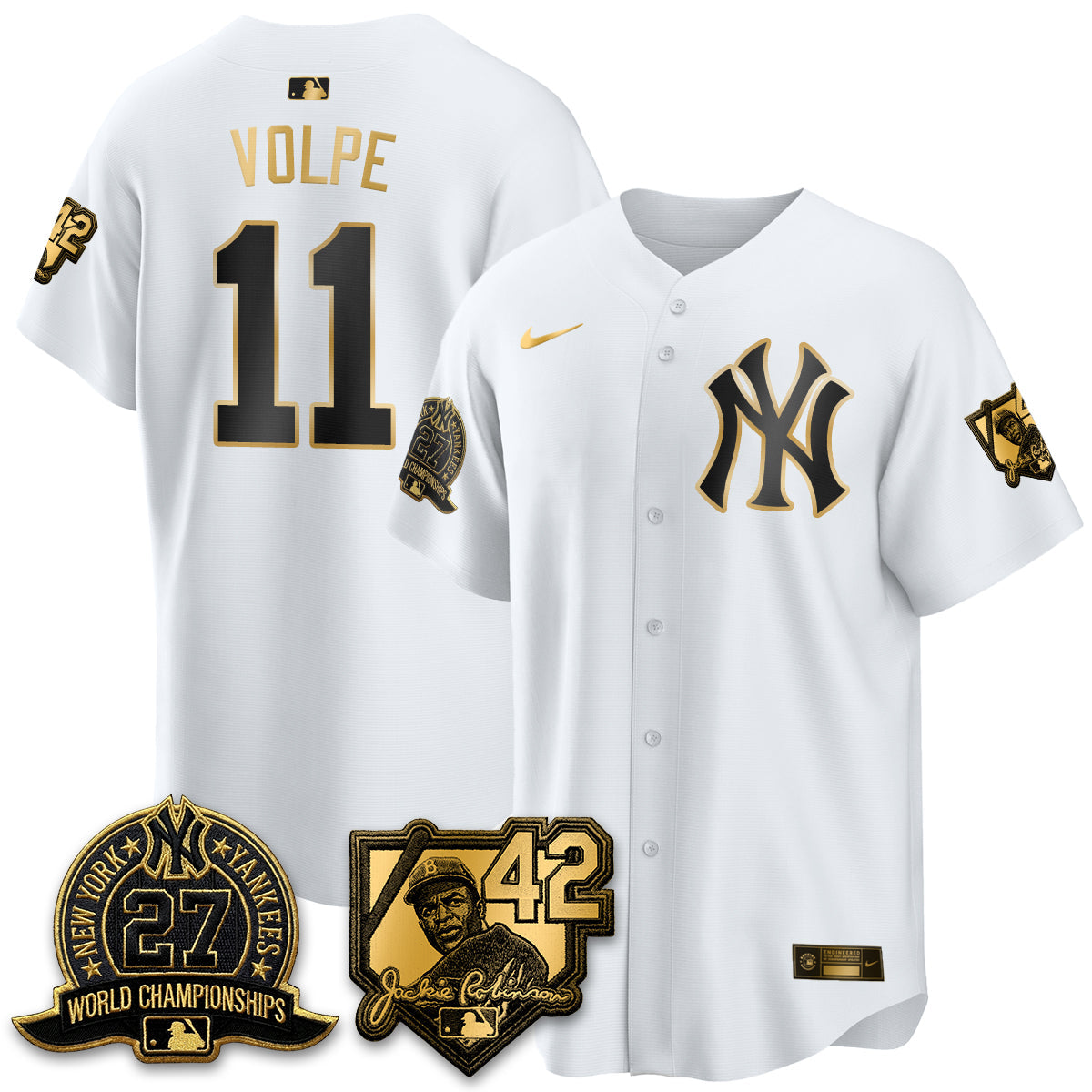 NYY 2026 Jackie Robinson Day Vapor Limited Gold Edition Jersey - Stitched
