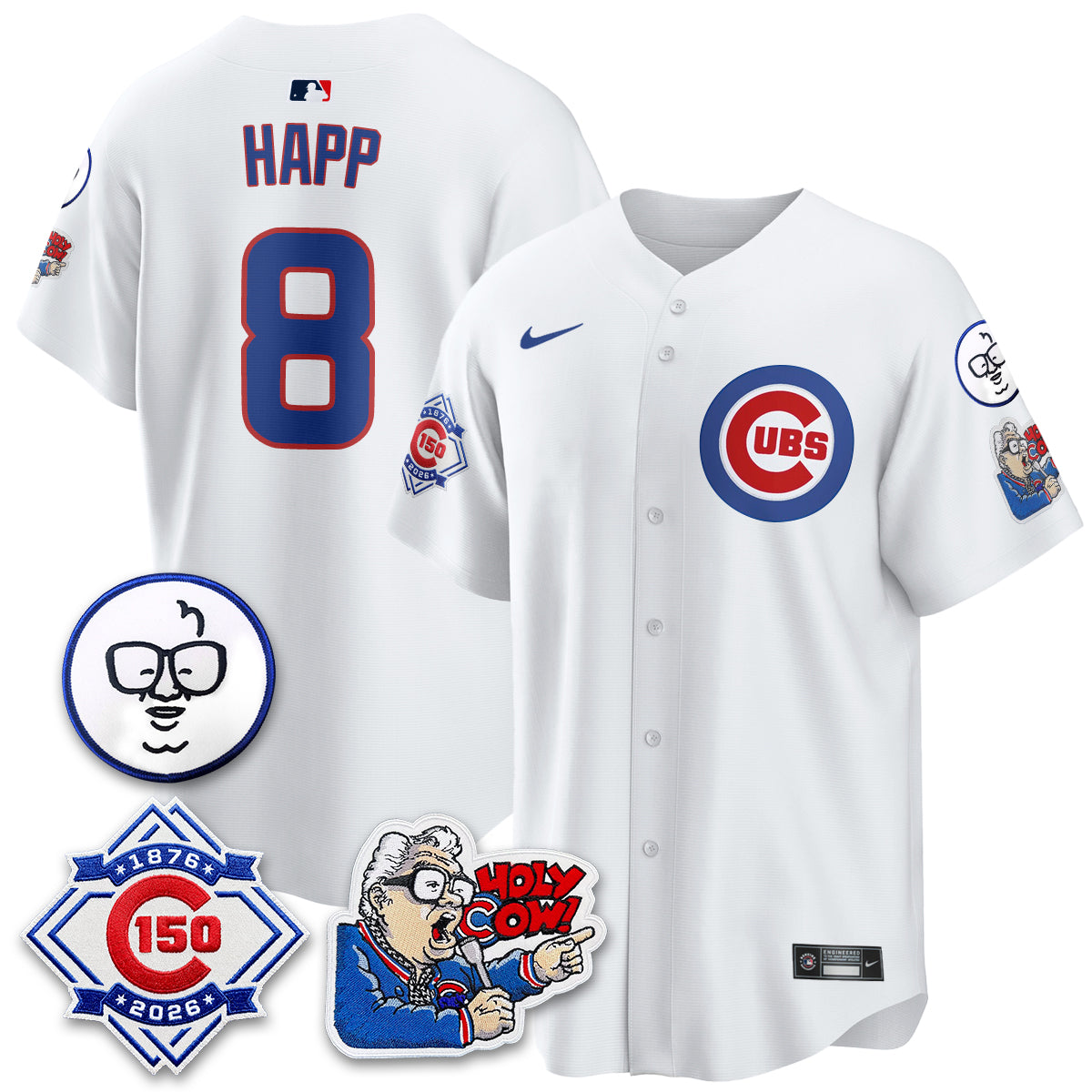 CHC 150th Anniversary Harry Caray Holy Cow Vapor Premier Limited Jersey - Stitched V2