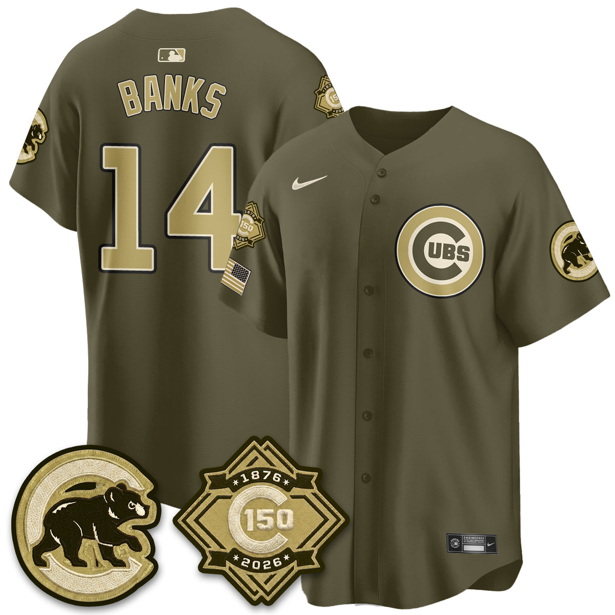 CHC New Era Olive 2026 Armed Forces Day Jersey -Stitched