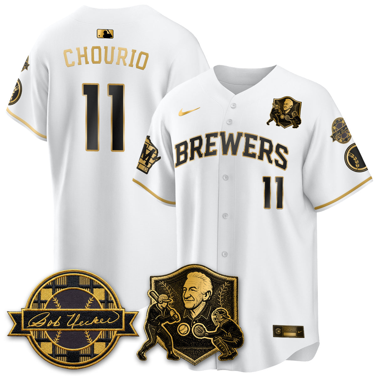 MIL Bob Uecker - 54 Seasons for Brewers' Vapor Limited Gold Jersey - Stitched