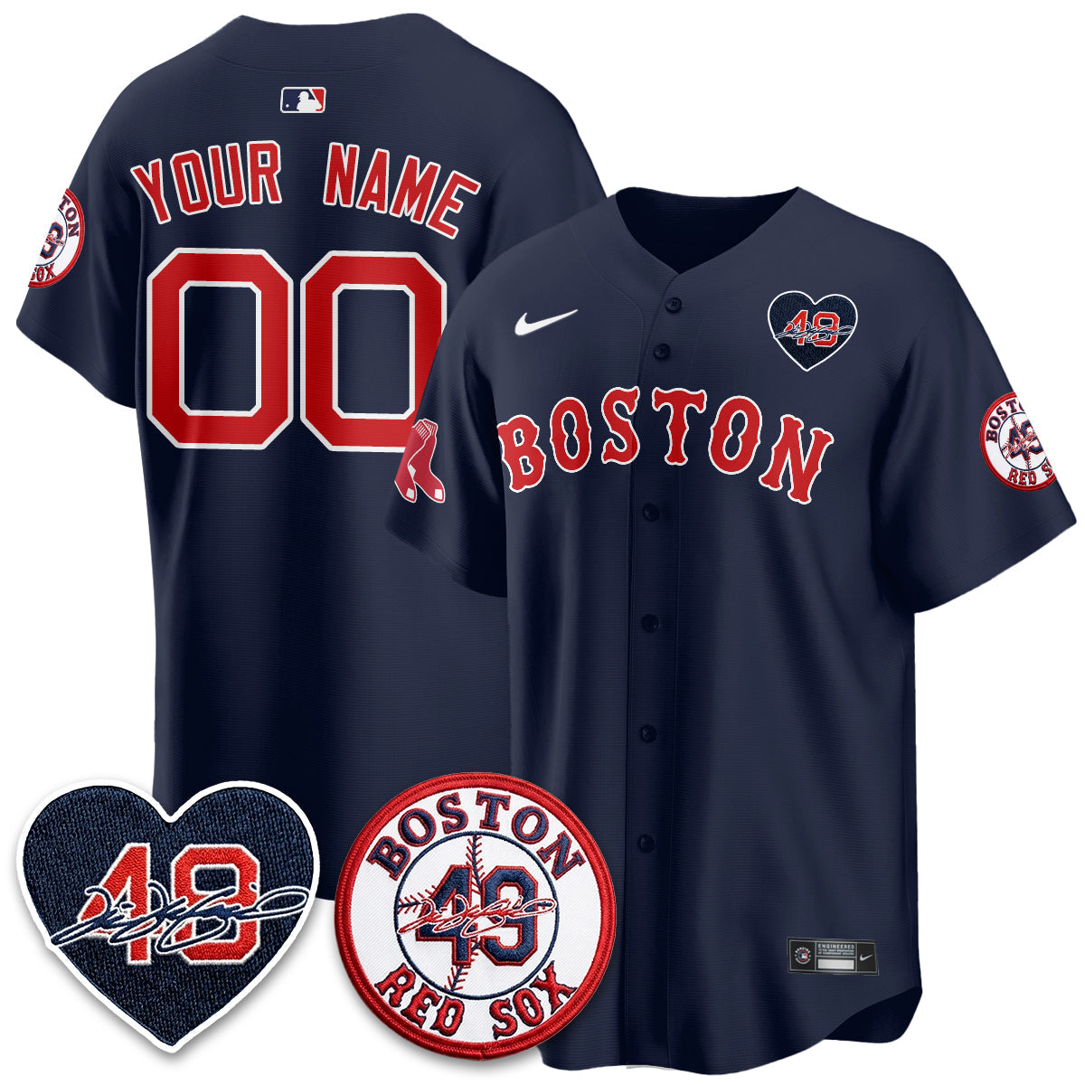 BOS Tim Wakefield Memorial Patch Vaper Premier Limited Custom Jersey - Stitched