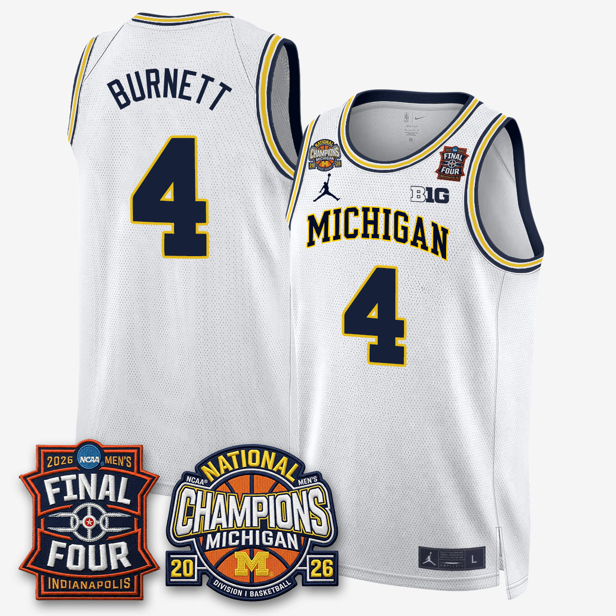 MICH Men's Basketball National Champions Big Text Limited Vapor Jersey - Stitched