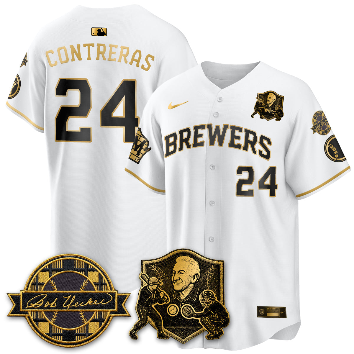 MIL Bob Uecker - 54 Seasons for Brewers' Vapor Limited Gold Jersey - Stitched