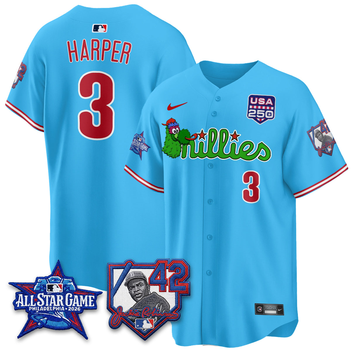 PHI Phanatic 2026 New Era & 250th USA Vapor Limited Jersey - All Star Game - Stitched