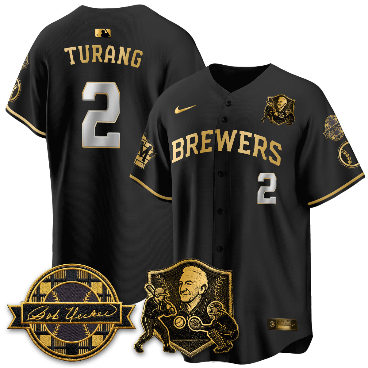 MIL Bob Uecker - 54 Seasons for Brewers' Vapor Limited Gold Jersey - Stitched