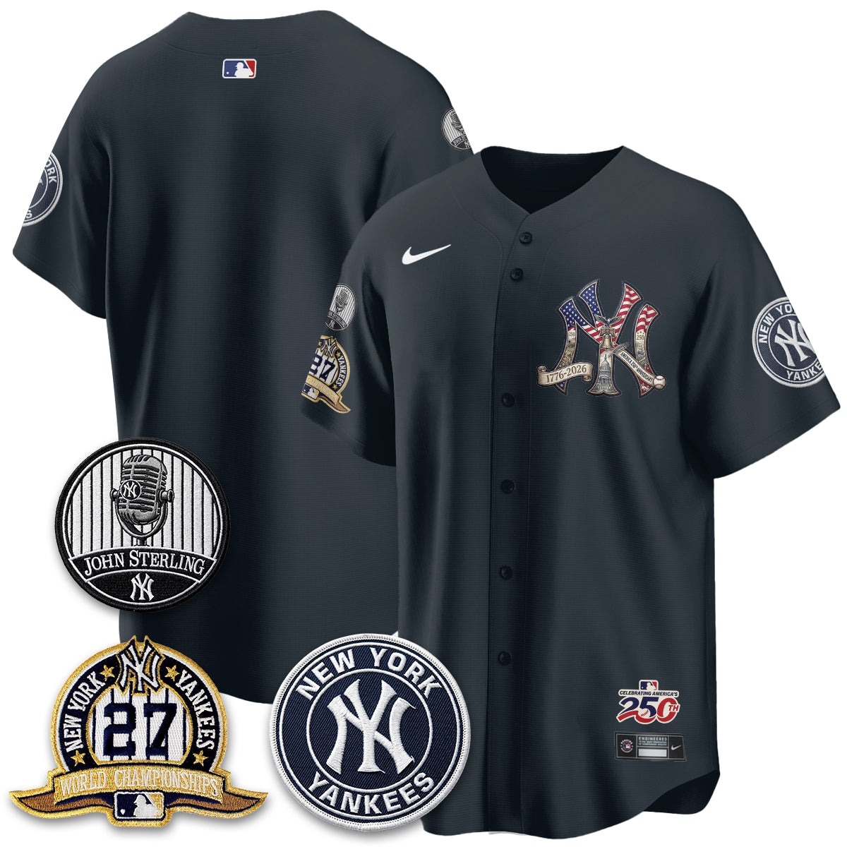 NYY Independence Day USA Vapor Limited Jersey - Stitched