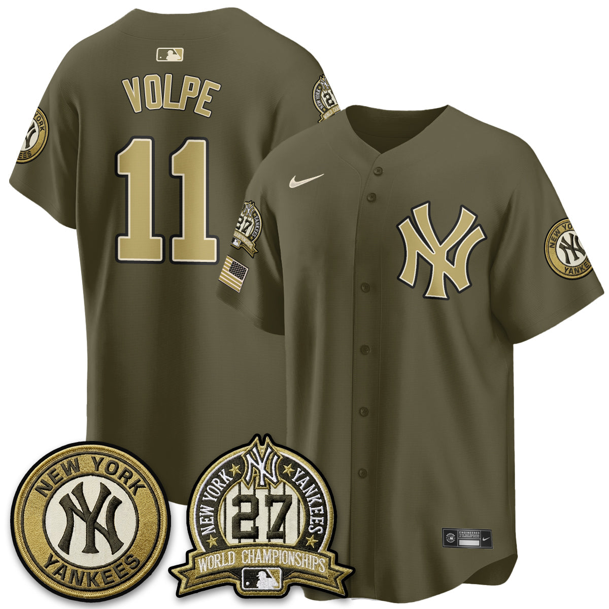 NYY New Era Olive 2026 Armed Forces Day Jersey -Stitched