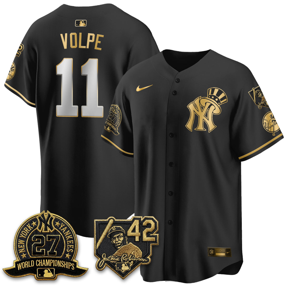NYY 2026 Jackie Robinson Day Vapor Limited Gold Edition Jersey - Stitched - V2