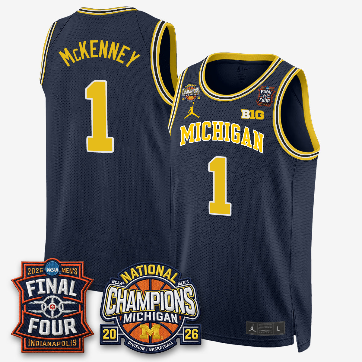 MICH Men's Basketball National Champions Big Text Limited Vapor Jersey - Stitched