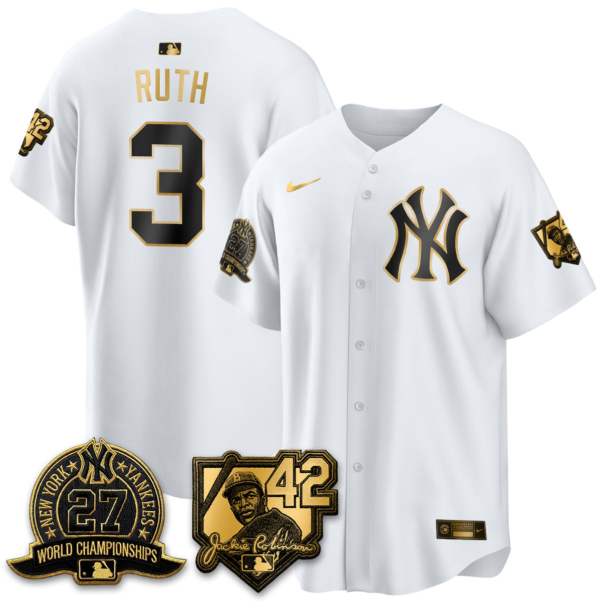 NYY 2026 Jackie Robinson Day Vapor Limited Gold Edition Jersey - Stitched