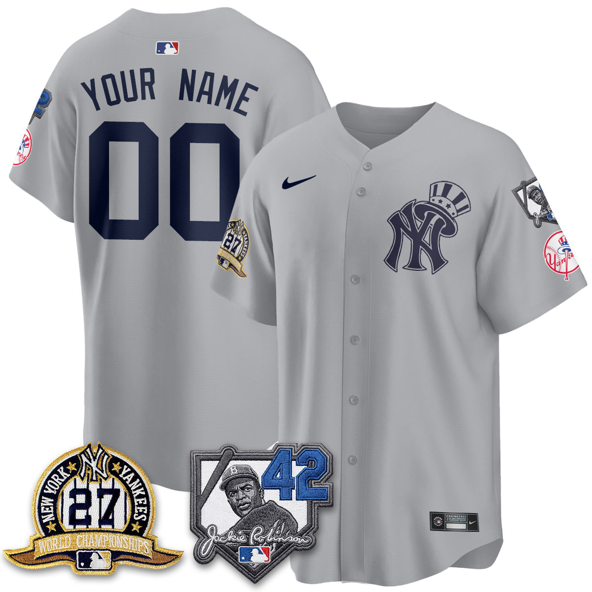 NYY 2026 Jackie Robinson Day Vapor Limited Gold Edition Custom Jersey - Stitched - V2