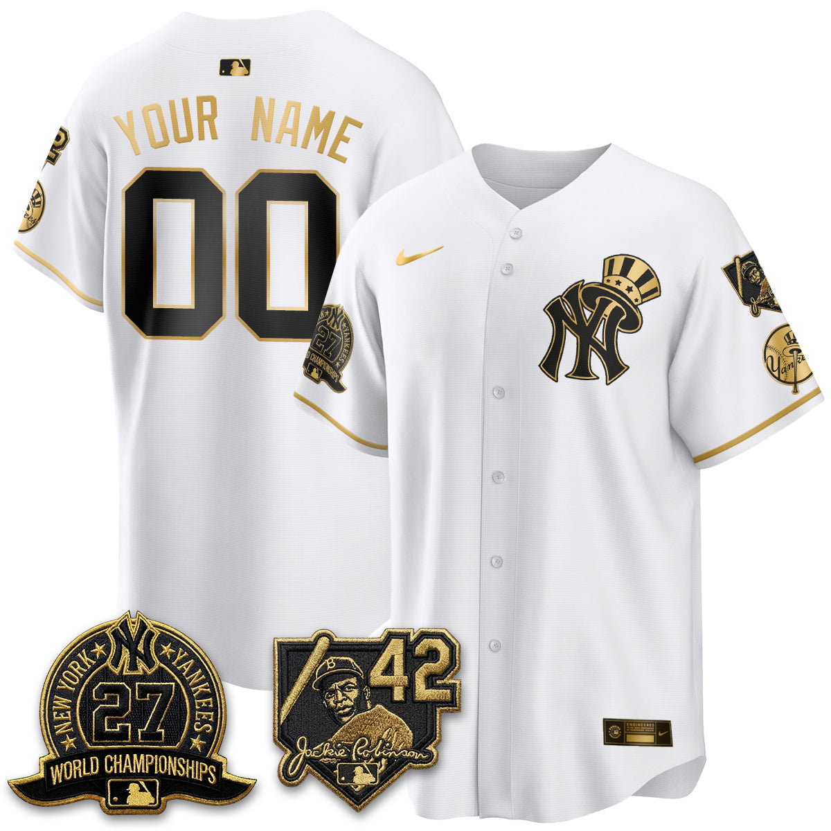 NYY 2026 Jackie Robinson Day Vapor Limited Gold Edition Custom Jersey - Stitched - V2
