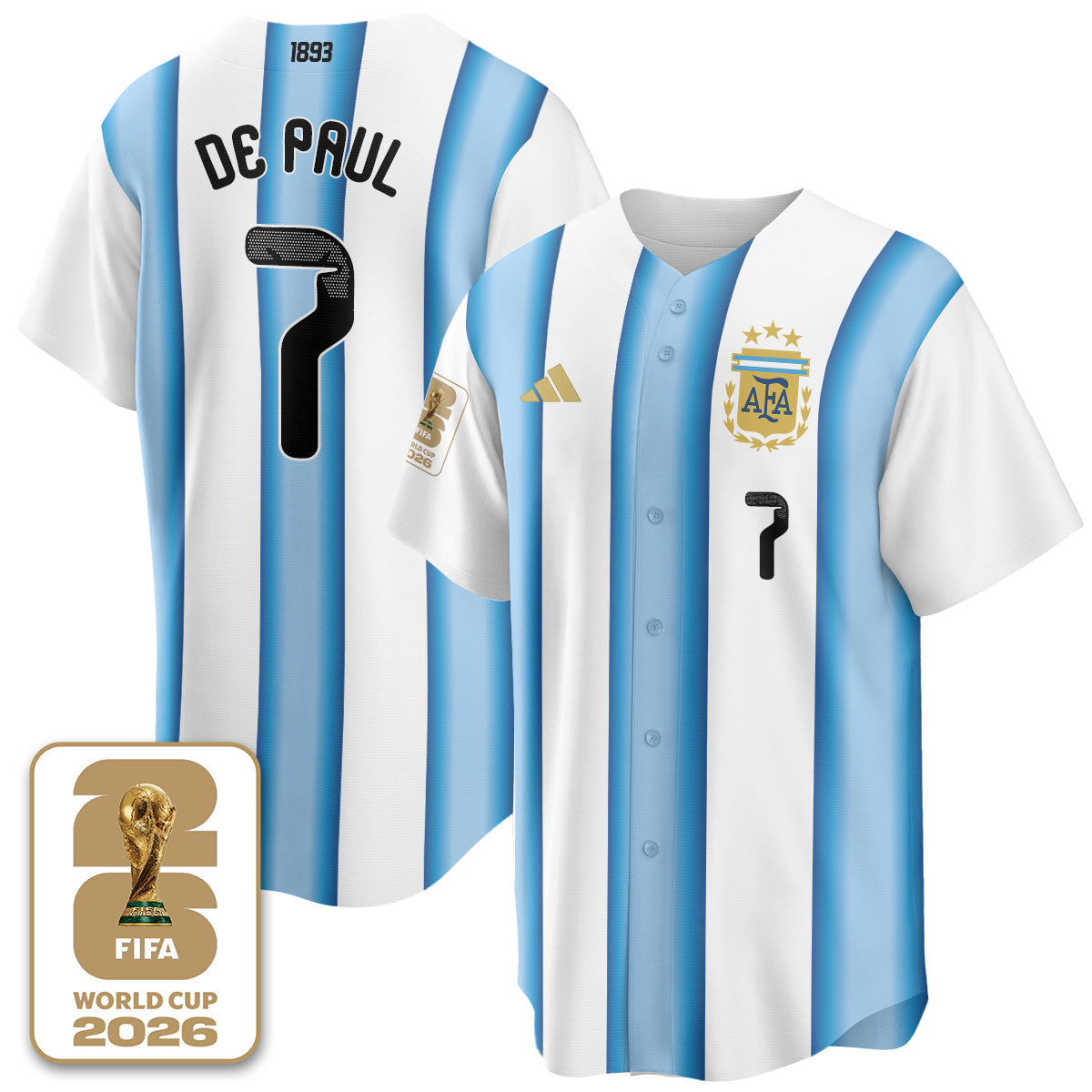 Argentina Soccer National Team x Baseball Vapor Limited Jersey - Stitched