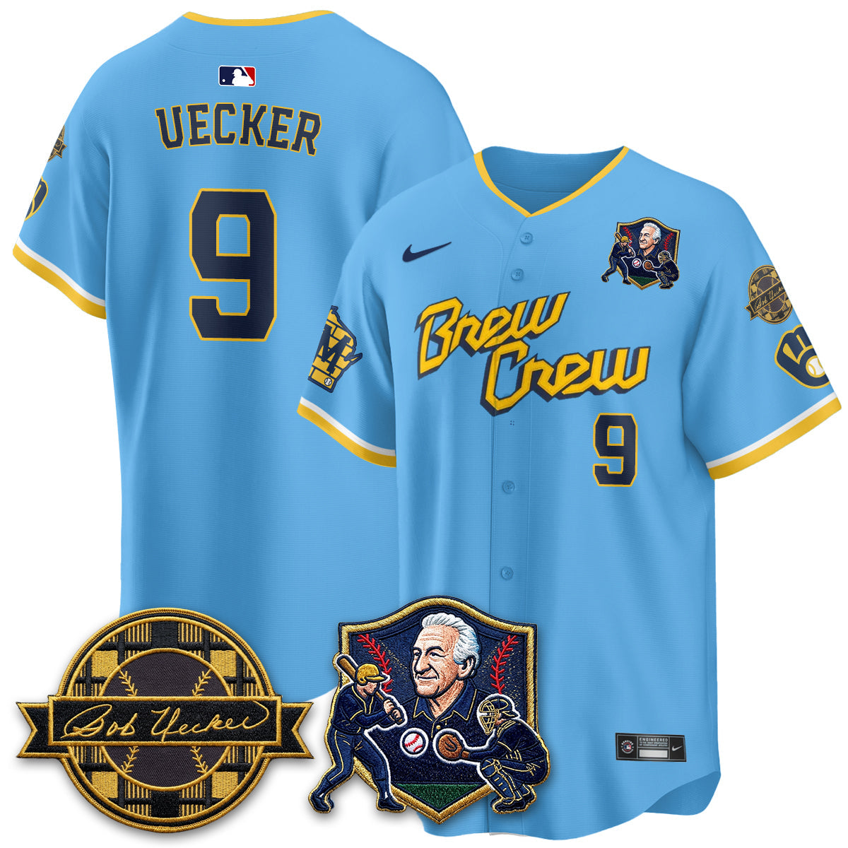 MIL Bob Uecker - 54 Seasons for Brewers' Vapor Limited Gold Jersey - Stitched