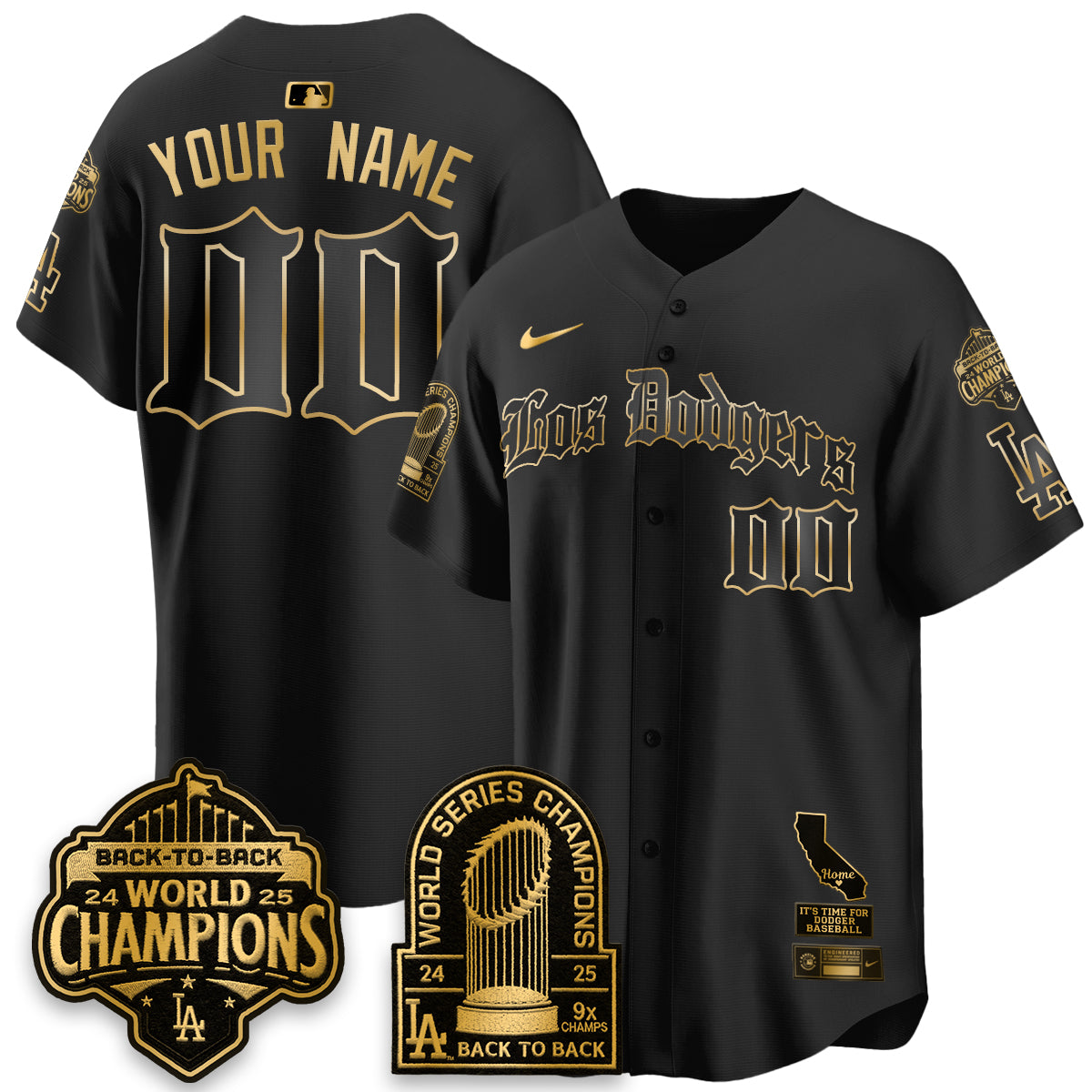 LAD World Series Champions Vapor Premier Limited Gothic Edition Custom Jersey - Stitched