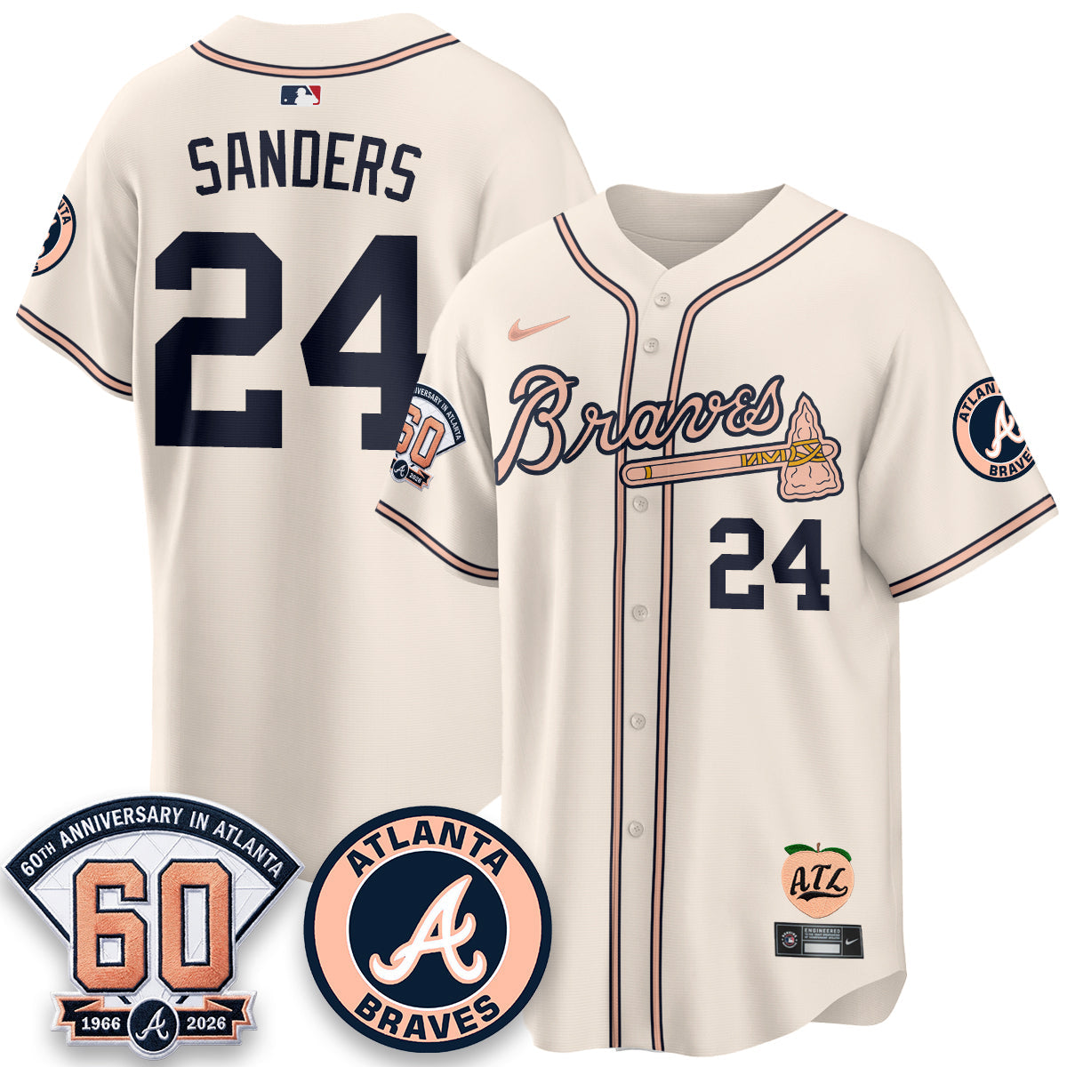 ATL 60th Anniversary Peach Edition Vapor Premier Limited Jersey - Stitched