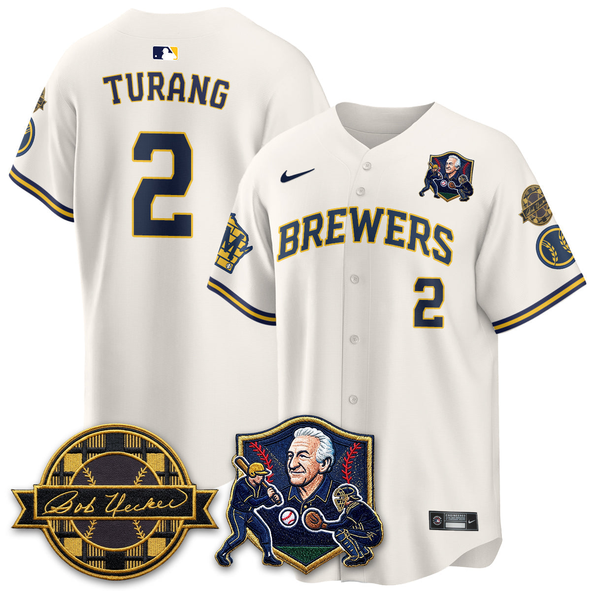 MIL Bob Uecker - 54 Seasons for Brewers' Vapor Limited Gold Jersey - Stitched