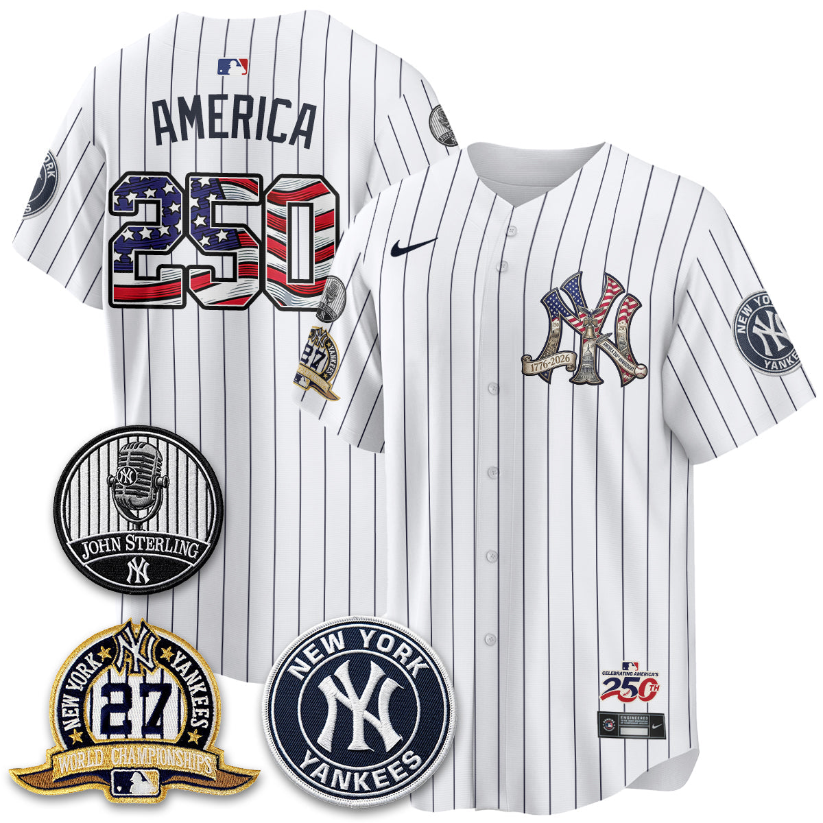 NYY Independence Day USA Vapor Limited Jersey - Stitched