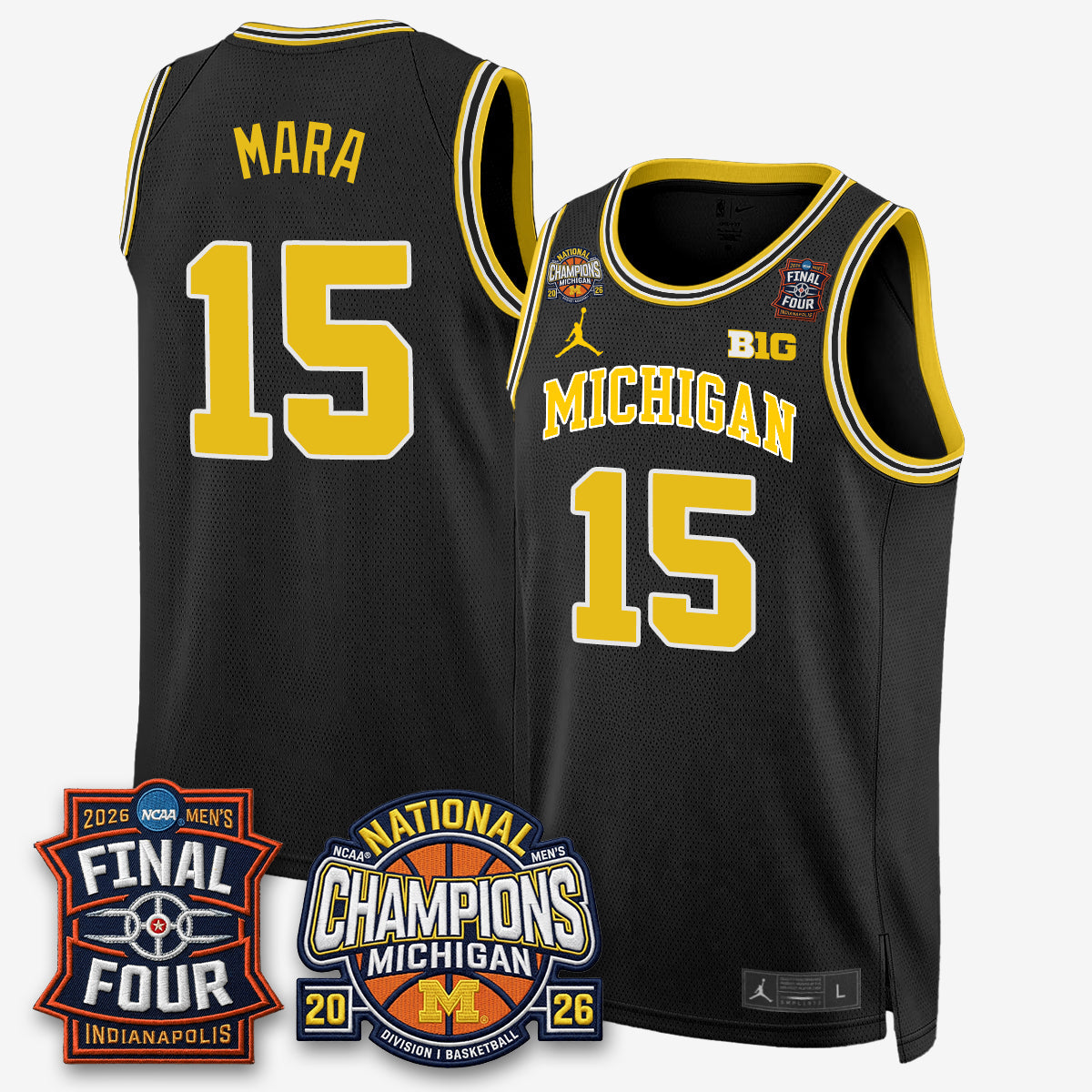 MICH Men's Basketball National Champions Big Text Limited Vapor Jersey - Stitched