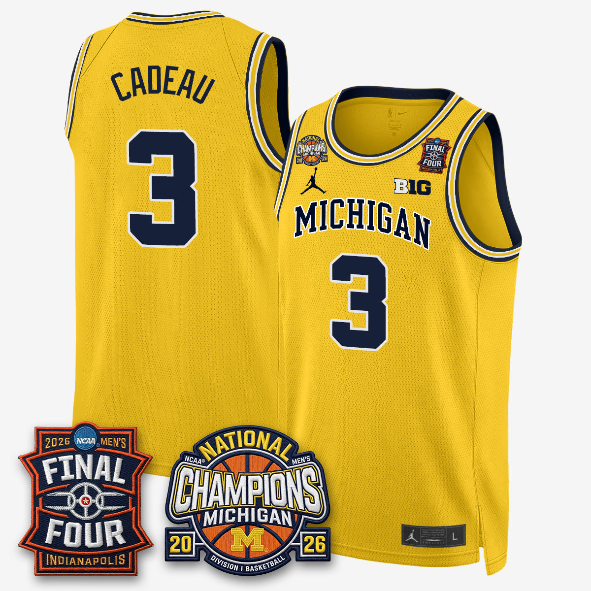 MICH Men's Basketball National Champions Big Text Limited Vapor Jersey - Stitched
