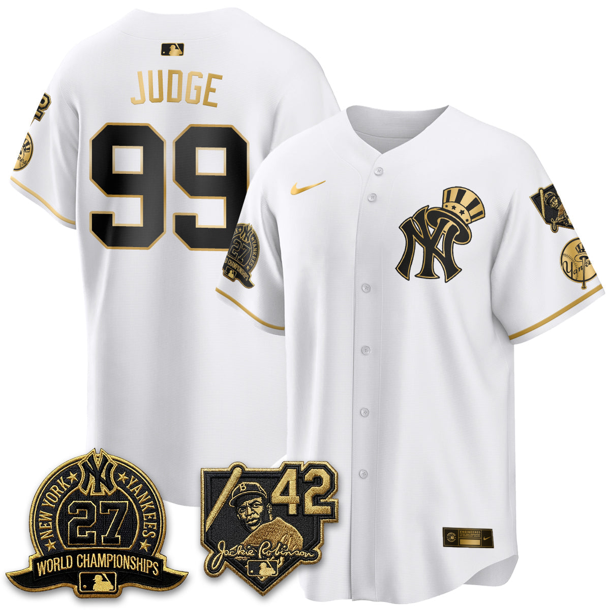 NYY 2026 Jackie Robinson Day Vapor Limited Gold Edition Jersey - Stitched - V2
