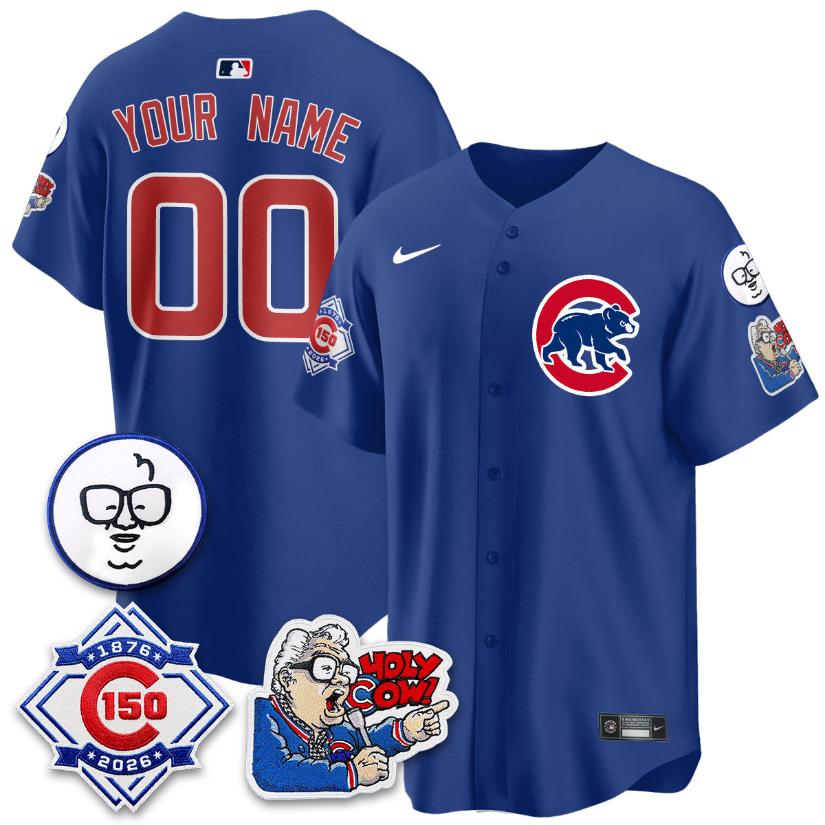 CHC 150th Anniversary Harry Caray Holy Cow Vapor Premier Limited Custom Jersey - Stitched V2