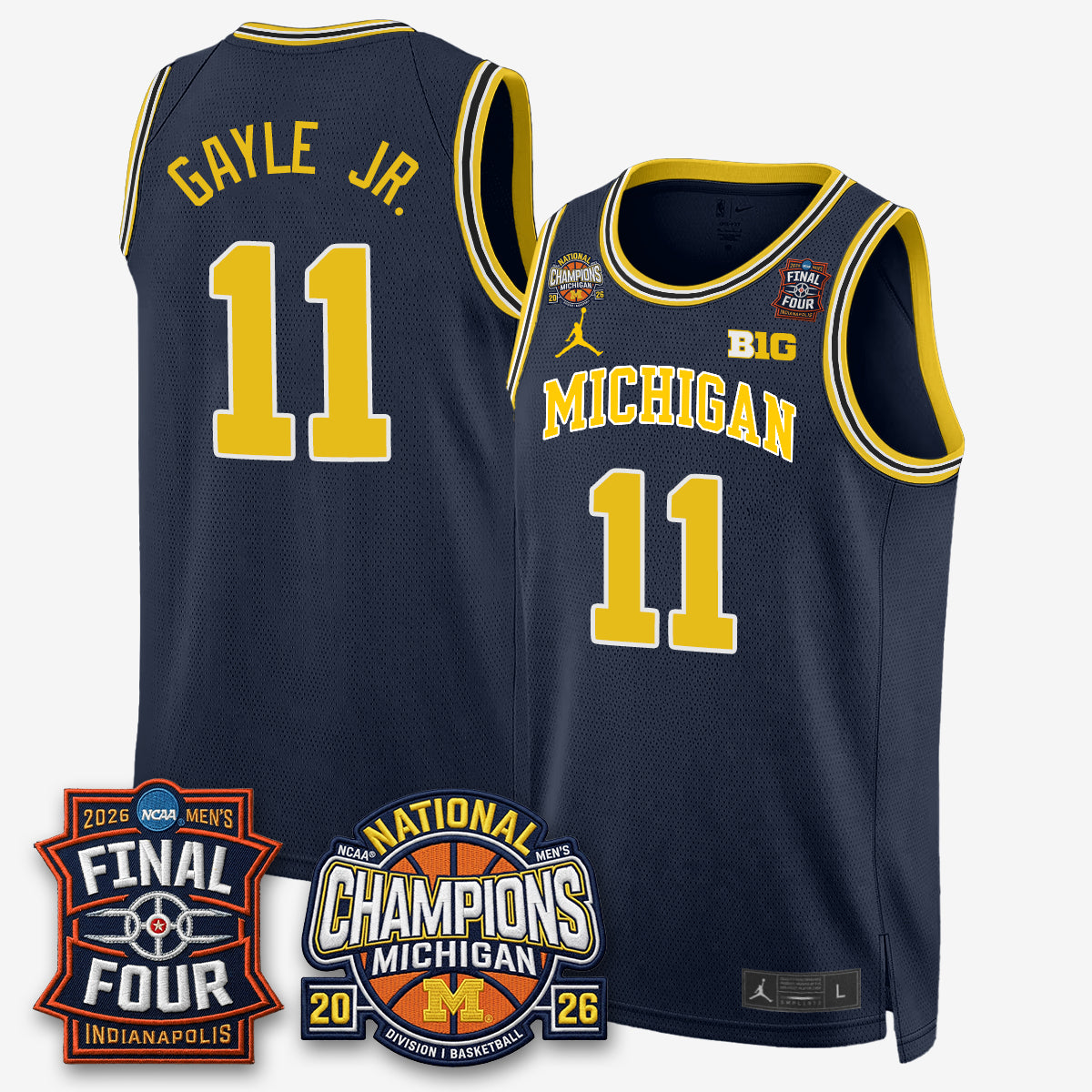 MICH Men's Basketball National Champions Big Text Limited Vapor Jersey - Stitched